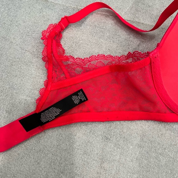 34D]Victoria's Secret Very Sexy Padded Demi Vibrant Red Lace Push Up Bra - Picture 6 of 6